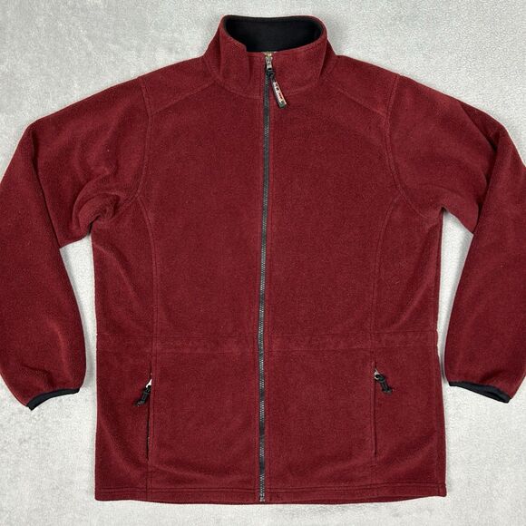 Vintage LL Bean Jacket Women’s XL 1X Red Fleece Full Zip Sweater Pockets Outdoor - Picture 3 of 11